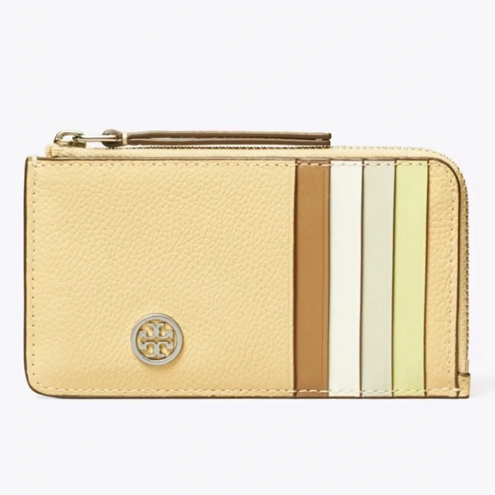 Tory Burch ROBINSON PEBBLED TOP-ZIP CARD CASE